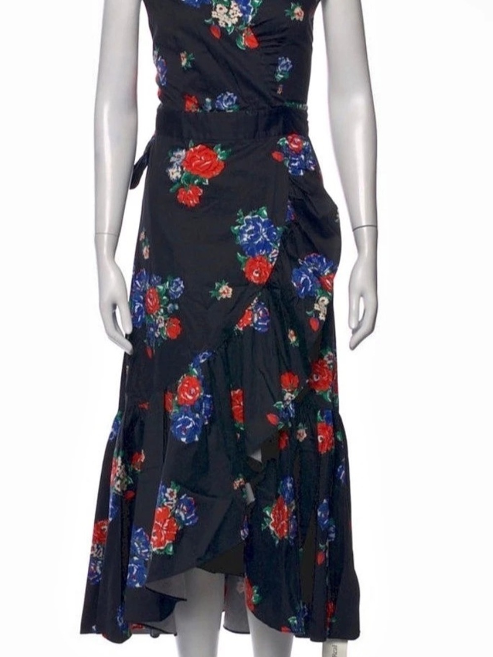 Tory Burch Floral High-Low Dress in Black & Multicolor Like New